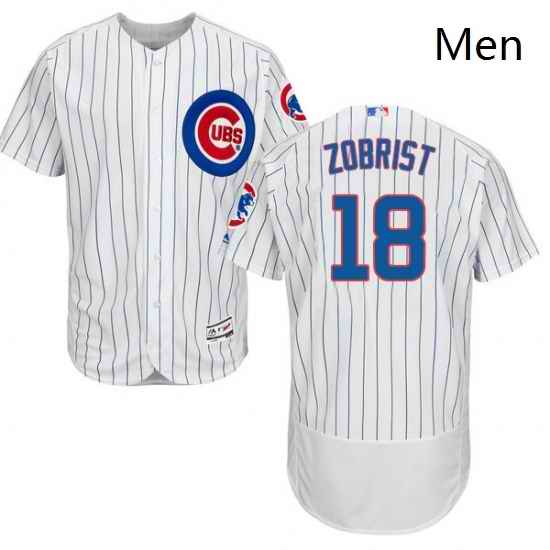 Mens Majestic Chicago Cubs 18 Ben Zobrist White Home Flex Base Authentic Collection MLB Jersey
